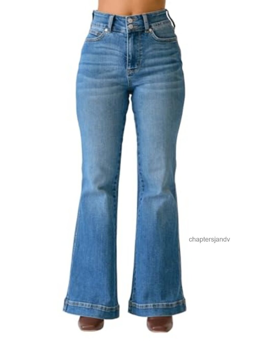 Judy Blue High Waist Flare Jeans Petite Fit Tummy Control Stretch Denim